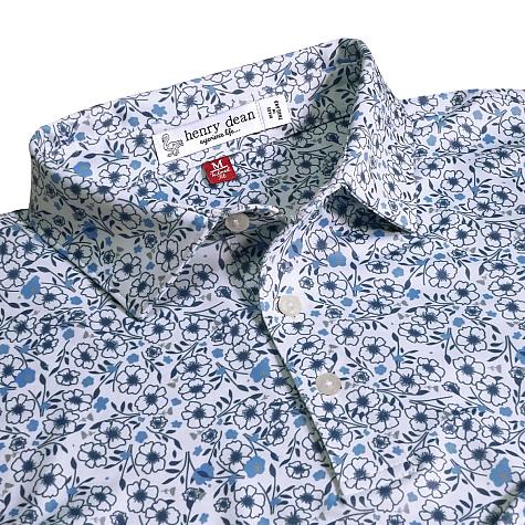 henry dean Sleepy Floral Print Performance Knit Golf Shirts - Tailored Fit