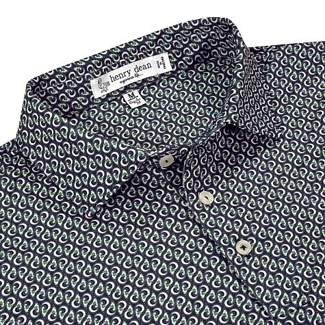 henry dean Paisley Cup Print Performance Knit Golf Shirts - Regular Fit